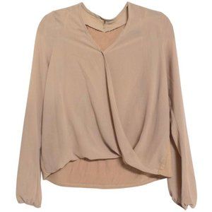 Beige Blouse Faux Wrap Design